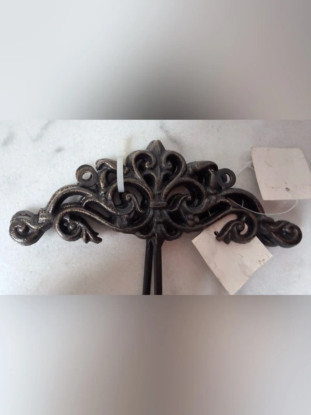 Ornate Metal Wall Hook - Brown and Antique Gold set of 2